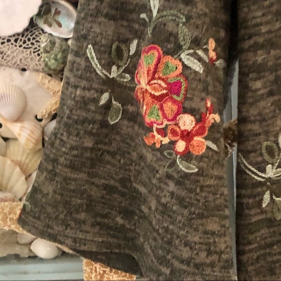 NWT Anthropologie Boho Embroidery Top Charcoal Orange Green - Picture 4 of 10